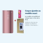 Accessoire ajusté au modèle exact – Coque Etui Rabat Miroir Rose pour Samsung S20 Plus + Verre Trempe