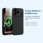 Accessoire ajusté au modèle exact – Coque Pour iPhone 17 Pro Silicone Noir + 2 Verres Trempes