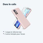 Contenu du colis – Coque Silicone Rose + 2 Verres Trempes Pour Xiaomi Redmi Note 11 Pro