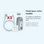 Accessoire ajusté au modèle exact – X3 Cable Usb pour Iphone 5 / 5S /SE PACK X3