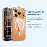 Accessoire ajusté au modèle exact – Coque Silicone Transparente Compatible Magsafe + 2 Verres Trempes Pour iPhone 17 Pro