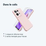 Contenu du colis – Coque Silicone Couleur Rose + 2 Verres Trempes Pour Oppo Reno 8 5G