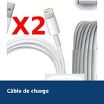 Vue de détail – X2 Cable Usb pour Iphone 6 /6S / 6Plus / 6SPlus PACK X2