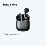Contenu du colis – Ecouteurs Bluetooth 5,3 Noir sans Fil pour iOS et Android / Google Pixel / Xiaomi / Honor / Motorola -
