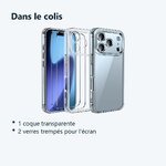 Contenu du colis – Coque Silicone Transparente + 2 Verres Trempes Pour iPhone 17 Pro Max