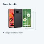 Contenu du colis – Coque Silicone Noire + 2 Vitres Protection Ecran Pour Google Pixel 7 5G