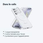 Contenu du colis – Coque Silicone Transparente Compatible Magsafe + Verres Trempes et Protections Camera Arriere X2 Pour Sams
