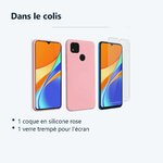 Contenu du colis – Coque Silicone Couleur Rose + Verre Trempe Pour Xiaomi Redmi 9C / 9C NFC