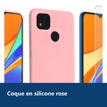 Vue de détail – Coque Silicone Couleur Rose + Verre Trempe Pour Xiaomi Redmi 9C / 9C NFC