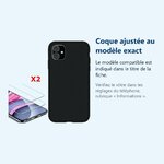 Accessoire ajusté au modèle exact – Coque Silicone pour iPhone 11 Noir Antichoc + 2 Verres Trempes