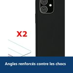 Vue de détail – Coque Silicone pour iPhone 11 Noir Antichoc + 2 Verres Trempes