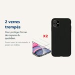 Verre trempé pour protéger lécran – Coque Silicone pour iPhone 11 Noir Antichoc + 2 Verres Trempes