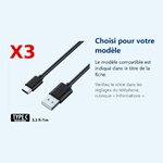 Accessoire ajusté au modèle exact – X3 Cable USB- Type C Chargeur Noir pour Samsung Galaxy Note 8 / S8 / S8 PLUS / A32017 / A