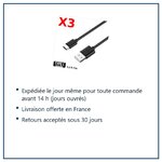 Expédition le jour même, livraison offerte, retours sous 30 jours – X3 Cable USB- Type C Chargeur Noir pour Samsung Galaxy No