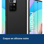 Vue de détail – Coque Silicone Noire + 2 Verres Trempes Pour Xiaomi Redmi 10