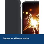 Vue de détail – Coque Silicone Noir + 2 Verres Trempes Pour Xiaomi Redmi 9A