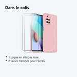 Contenu du colis – Coque Silicone Rose + 2 Verres Trempes Pour Xiaomi Redmi 10