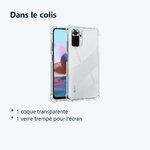 Contenu du colis – Coque Silicone Transparente Angles Renforces + Verre Trempe Pour Xiaomi Redmi Note 10 4G / Note 10S