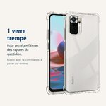 Verre trempé pour protéger lécran – Coque Silicone Transparente Angles Renforces + Verre Trempe Pour Xiaomi Redmi Note 10 4G