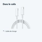 Contenu du colis – Cable de charge USB Type C vers USB Type C pour Samsung Huawei Xiaomi Apple Oppo