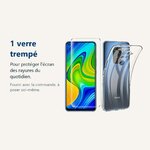 Verre trempé pour protéger lécran – Coque Silicone + Verre Trempé pour Xiaomi Redmi Note 9