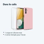 Contenu du colis – Coque Silicone Rose + 2 Verres Trempes Pour Samsung A13 5G