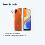 Contenu du colis – Coque Silicone Transparente + 2 Verres Trempes Pour Xiaomi Redmi 9C