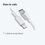 Contenu du colis – Cable USB-C vers Lightning 1 m Blanc Pour Apple iPhone iPad
