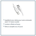 Expédition le jour même, livraison offerte, retours sous 30 jours – Cable USB-C vers Lightning 1 m Blanc Pour Apple iPhone iP