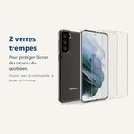 Verre trempé pour protéger lécran – Coque Silicone Transparente + 2 Verres Trempes Pour Samsung Galaxy S21 5G