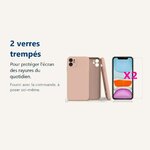 Verre trempé pour protéger lécran – Coque Silicone Pour iPhone 11 Couleur Rose Protection Objectif Appareil Photo + 2 Verres