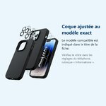 Accessoire ajusté au modèle exact – Coque Silicone Noir + Verres Trempes et Protections Camera Arriere X2 Pour iPhone 14 Pro
