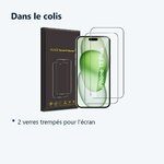 Contenu du colis – Verres Trempes X2 Pour iPhone 15 Plus