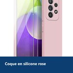 Vue de détail – Coque Silicone Rose + 2 Verres Trempes Pour Samsung A53 5G