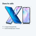 Contenu du colis – Coque Silicone Transparente Angles Renforces + Verre Trempe Pour Xiaomi Redmi 9A