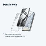 Contenu du colis – Coque Pour Samsung Galaxy S25 Silicone Transparente Angles Renforces + Verre Trempe