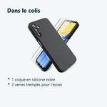 Contenu du colis – Coque Pour Samsung Galaxy A15 Silicone Noir + 2 Verres Trempes