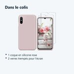 Contenu du colis – Coque Silicone Rose + 2 Verres Trempes Pour Xiaomi Redmi 9A