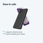 Contenu du colis – Coque Silicone Noir + 2 Verres Trempes Pour Xiaomi Redmi Note 10 4G / Note 10S