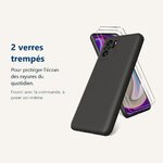 Verre trempé pour protéger lécran – Coque Silicone Noir + 2 Verres Trempes Pour Xiaomi Redmi Note 10 4G / Note 10S