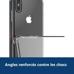 Vue de détail – Coque Silicone pour iPhone X / Xs Etui de Protection Transparent Antichoc avec Quatre Coins Renforces
