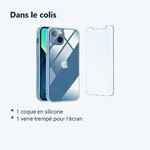 Contenu du colis – Coque Silicone Transparent Pour iPhone 13 + Verre Trempe