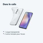 Contenu du colis – Coque Transparente pour Samsung Galaxy A54 5G (6,4 pouces) et 2 Verres Trempé Film Protection Ecran