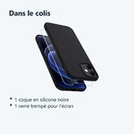 Contenu du colis – Coque Silicone Noire + Verre Trempe Pour iPhone 13 Pro