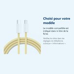 Accessoire ajusté au modèle exact – Cable Type-C Charge Rapide 3A Nylon Renforce Jaune 1m Pour iPhone 8 / X / XR / 11 / 12 /