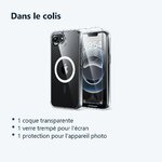 Contenu du colis – Coque Silicone Transparente Compatible Magsafe + Verre Trempe et Protection Camera Arriere Pour iPhone 16e