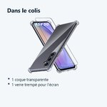 Contenu du colis – Coque Silicone Transparente Angles Renforces + Verre Trempe Pour Samsung Galaxy A54 5G