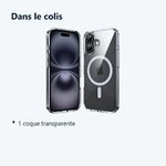 Contenu du colis – Coque de Protection Transparente Compatible Magsafe Pour iPhone 16 Plus