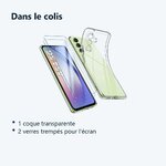 Contenu du colis – Coque Silicone Transparente + 2 Verres Trempes Pour Samsung Galaxy A54 5G