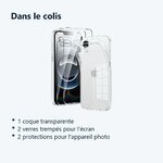 Contenu du colis – Coque Silicone Transparente + Verres Trempes et Protections Camera Arriere Transparent X2 Pour iPhone 17e
